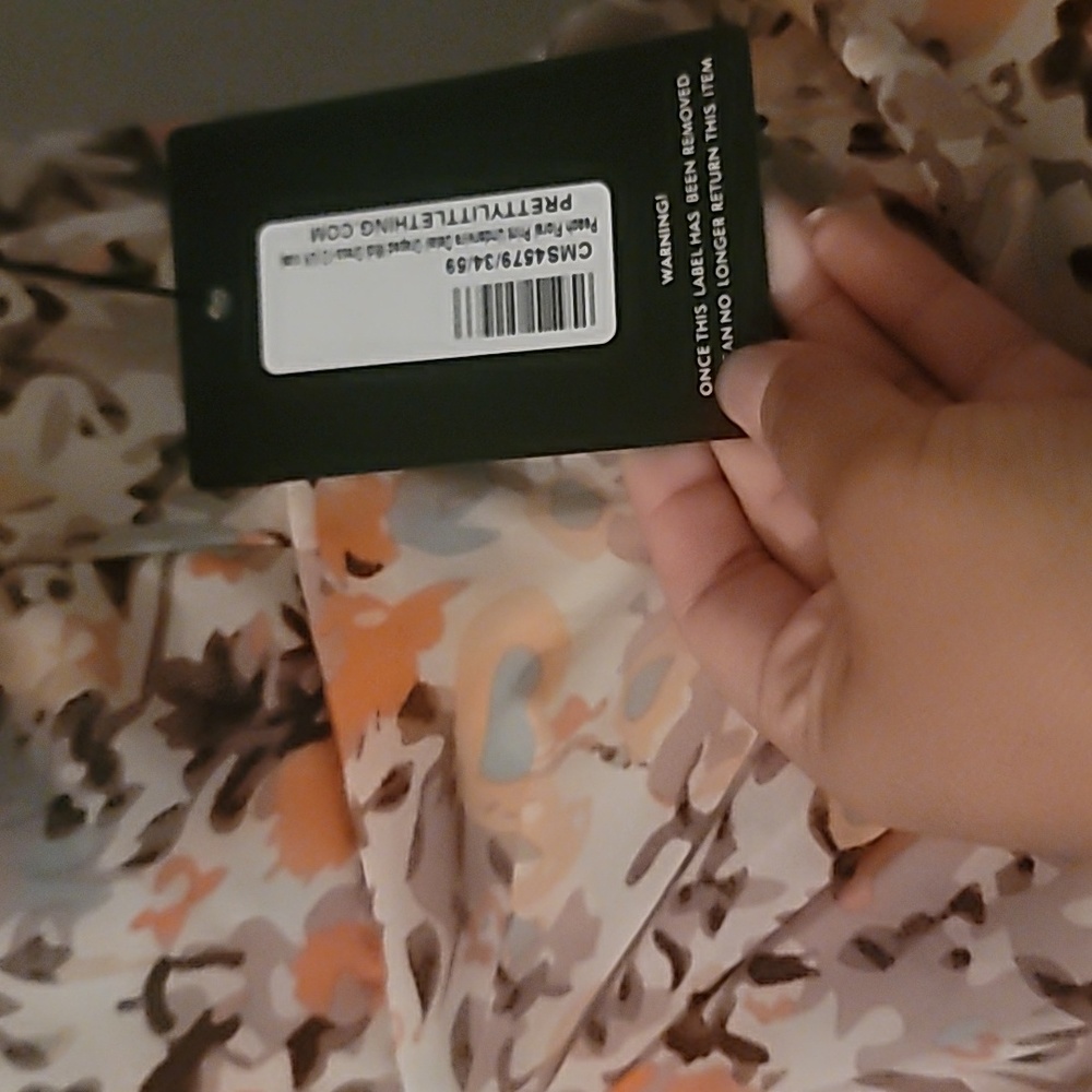 Pretty Little Thing Peach Floral Print Underwire Detail Draped Midi Dress Sz8 US - Picture 4 of 6